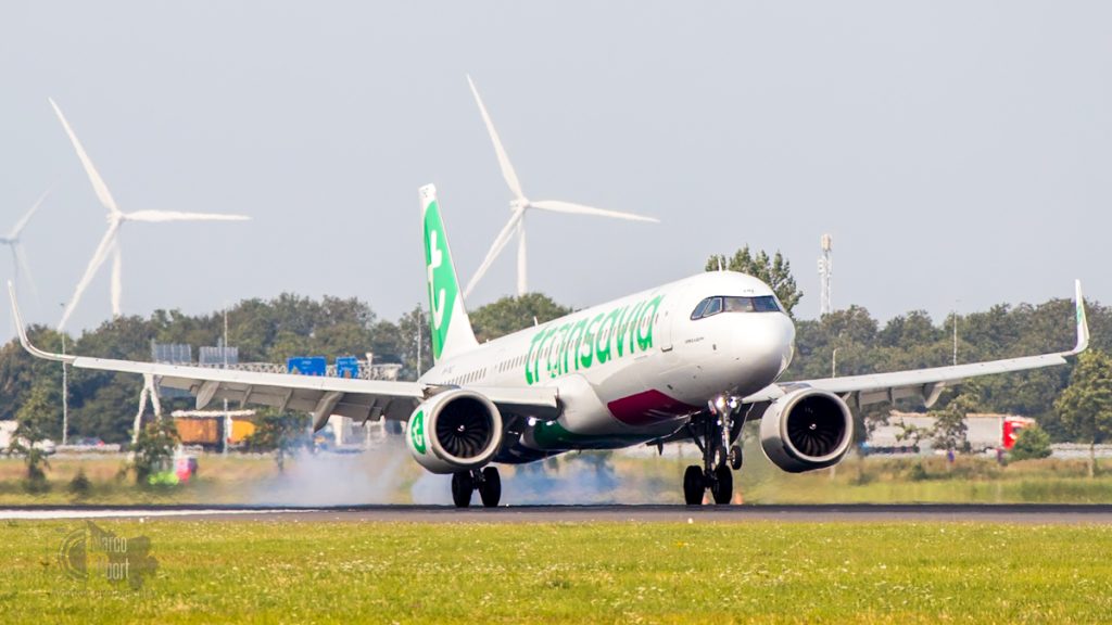 Transavia land op de Polderbaan - Schiphol Amsterdam Airport